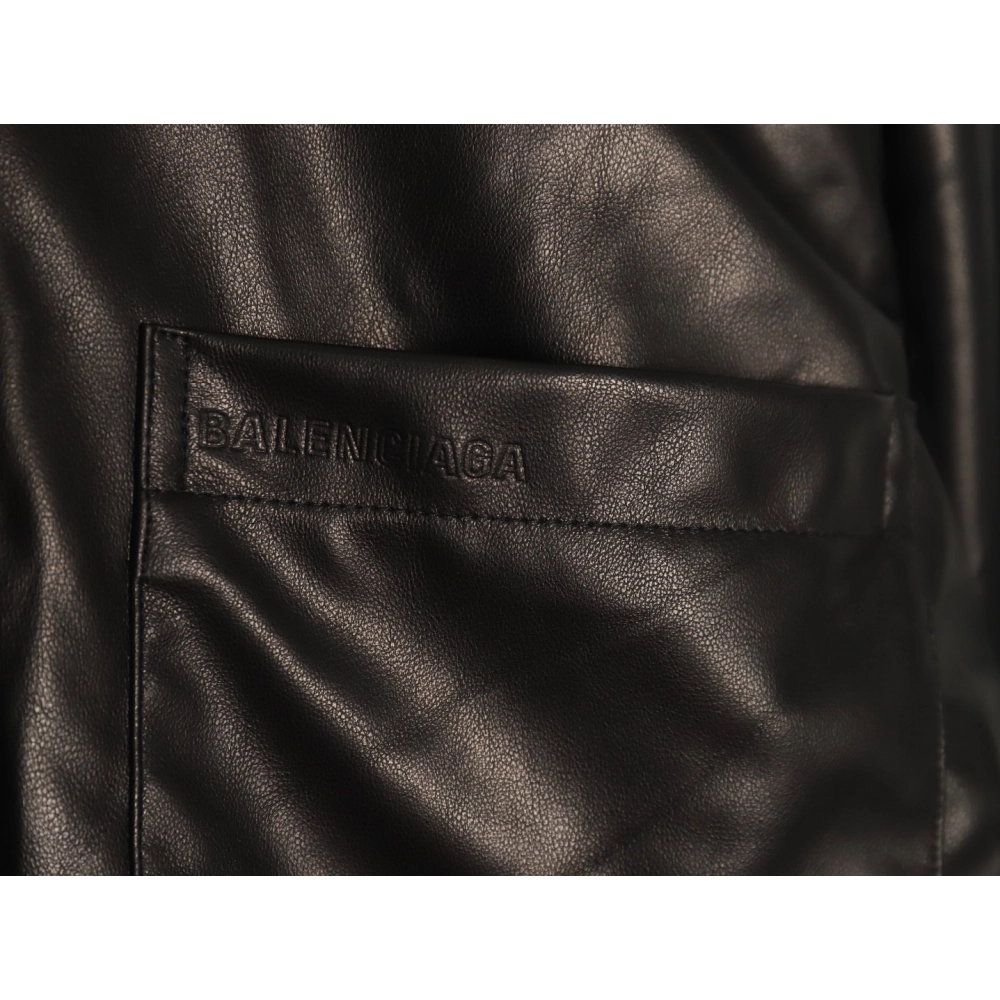 Balenciaga Parka zip-up hooded leather jacket,Balenciaga