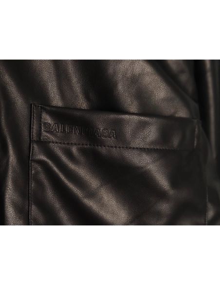 Balenciaga Parka zip-up hooded leather jacket,Balenciaga