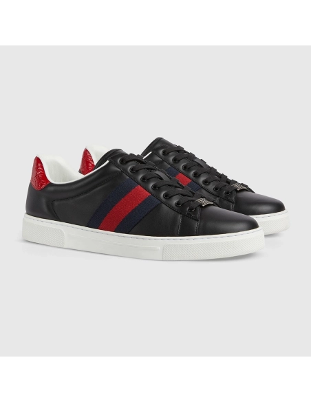 Gucci Ace Web Black Navy Red,GUCCI SHOES,Other Brand Sneakers