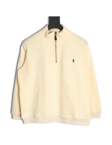 Ralph Lauren Embroidered Logo Half Zip Brushed Sweatshirt,Ralph Lauren Sweatshirt,Sweatshirt,APPAREL