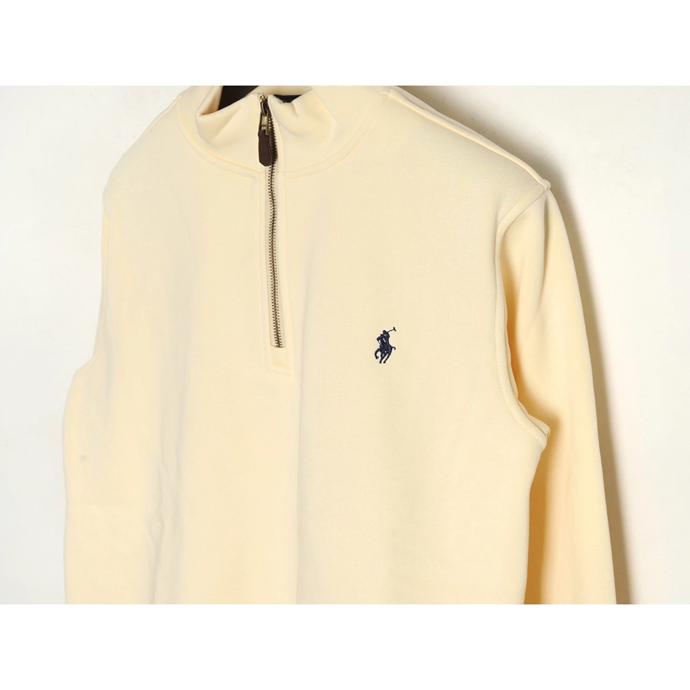 Ralph Lauren Embroidered Logo Half Zip Brushed Sweatshirt,Ralph Lauren Sweatshirt,Sweatshirt,APPAREL