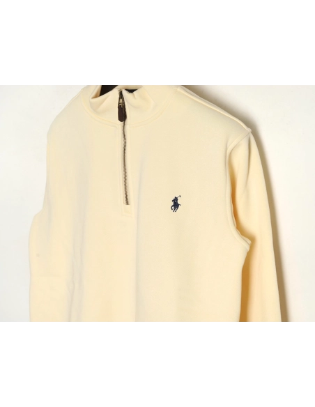 Ralph Lauren Embroidered Logo Half Zip Brushed Sweatshirt,Ralph Lauren Sweatshirt,Sweatshirt,APPAREL