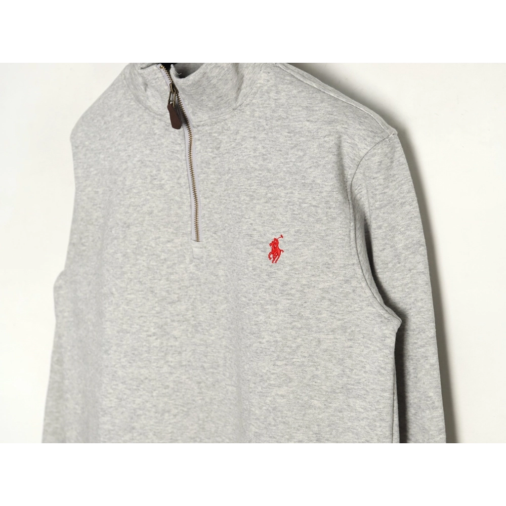 Ralph Lauren Embroidered Logo Half Zip Brushed Sweatshirt,Ralph Lauren Sweatshirt,Sweatshirt,APPAREL