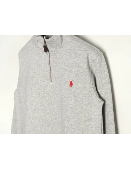 Ralph Lauren Embroidered Logo Half Zip Brushed Sweatshirt,Ralph Lauren Sweatshirt,Sweatshirt,APPAREL