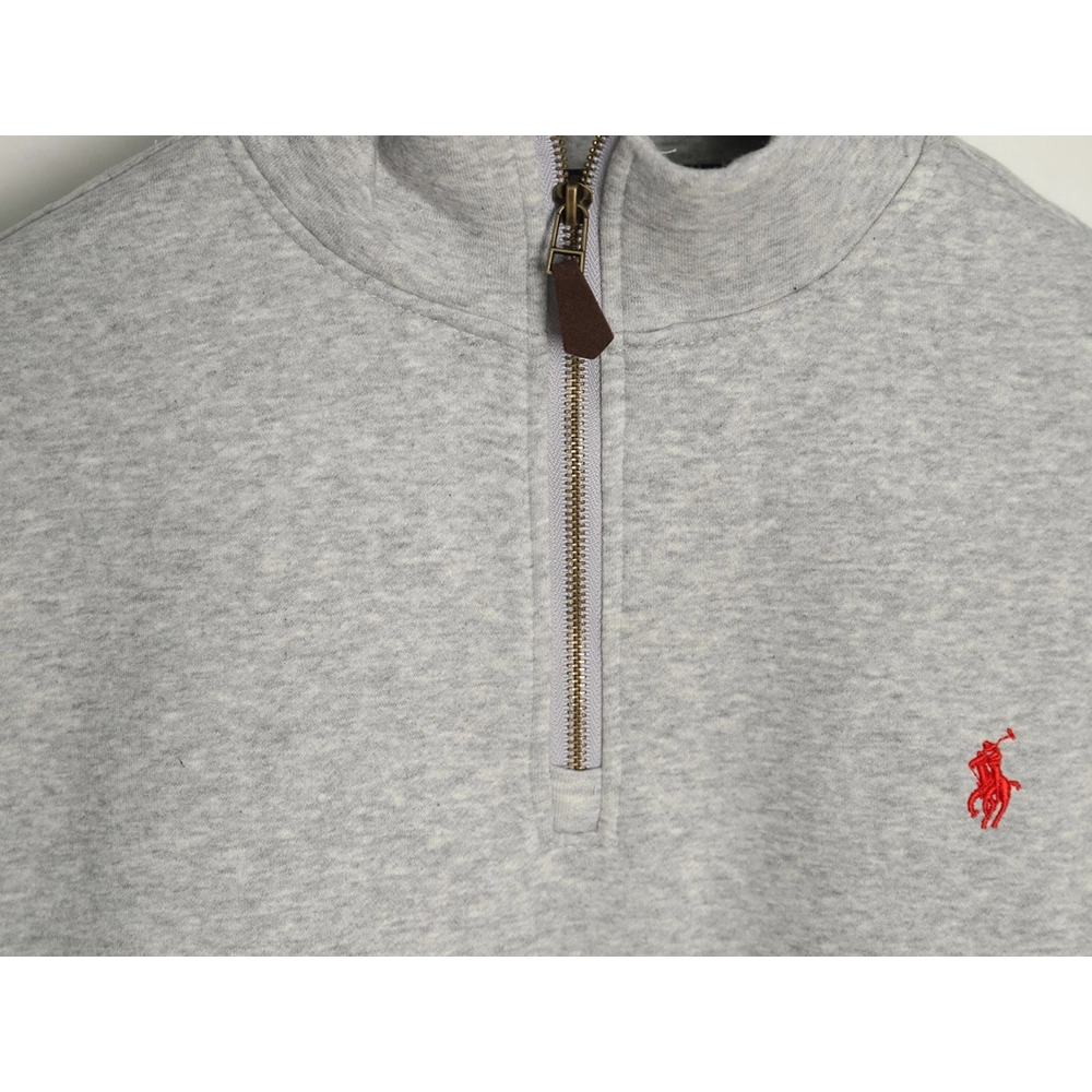 Ralph Lauren Embroidered Logo Half Zip Brushed Sweatshirt,Ralph Lauren Sweatshirt,Sweatshirt,APPAREL