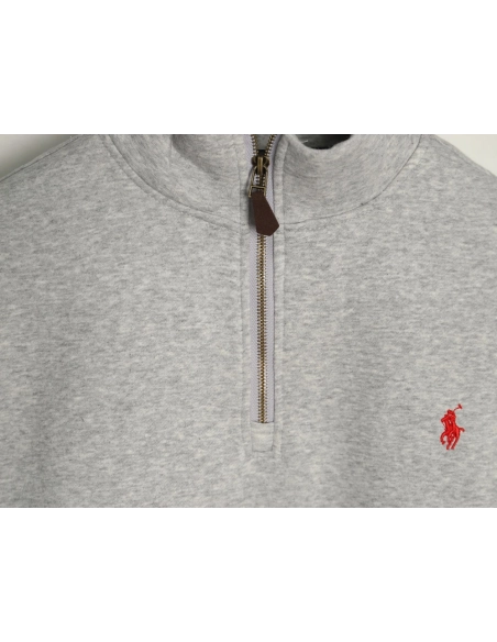 Ralph Lauren Embroidered Logo Half Zip Brushed Sweatshirt,Ralph Lauren Sweatshirt,Sweatshirt,APPAREL