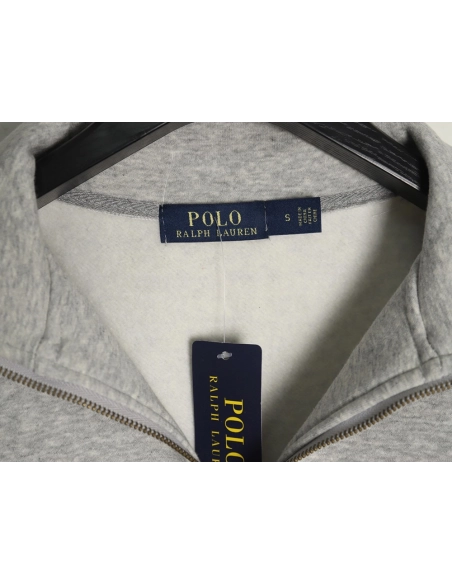 Ralph Lauren Embroidered Logo Half Zip Brushed Sweatshirt,Ralph Lauren Sweatshirt,Sweatshirt,APPAREL