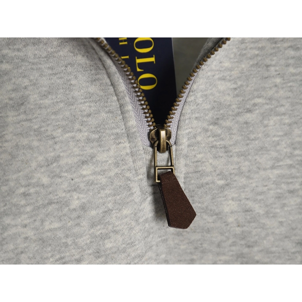 Ralph Lauren Embroidered Logo Half Zip Brushed Sweatshirt,Ralph Lauren Sweatshirt,Sweatshirt,APPAREL