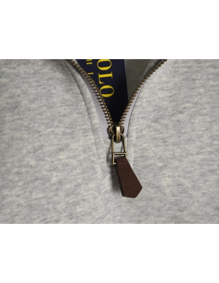 Ralph Lauren Embroidered Logo Half Zip Brushed Sweatshirt,Ralph Lauren Sweatshirt,Sweatshirt,APPAREL