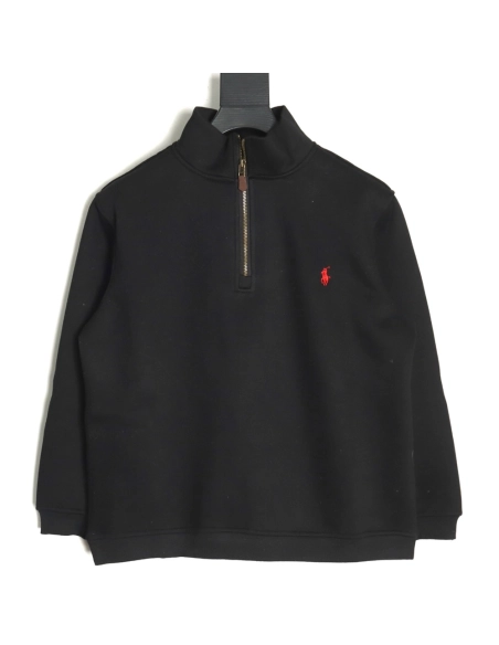Ralph Lauren Embroidered Logo Half Zip Brushed Sweatshirt,Ralph Lauren Sweatshirt,Sweatshirt,APPAREL