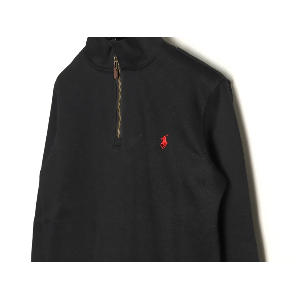 Ralph Lauren Embroidered Logo Half Zip Brushed Sweatshirt,Ralph Lauren Sweatshirt,Sweatshirt,APPAREL