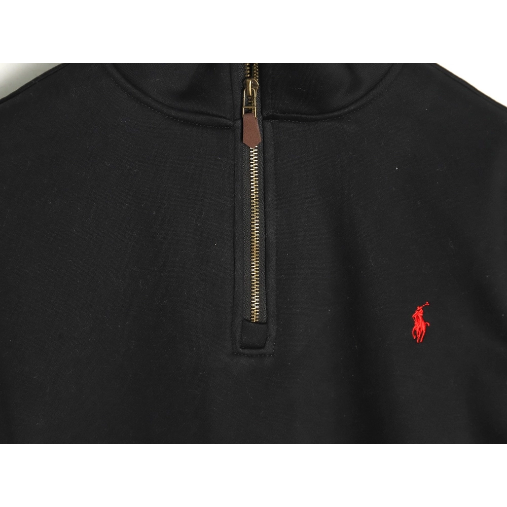 Ralph Lauren Embroidered Logo Half Zip Brushed Sweatshirt,Ralph Lauren Sweatshirt,Sweatshirt,APPAREL