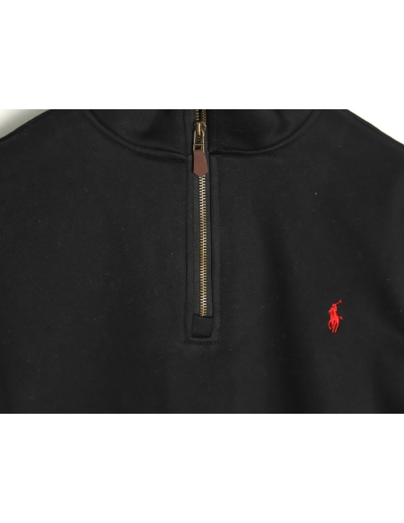 Ralph Lauren Embroidered Logo Half Zip Brushed Sweatshirt,Ralph Lauren Sweatshirt,Sweatshirt,APPAREL