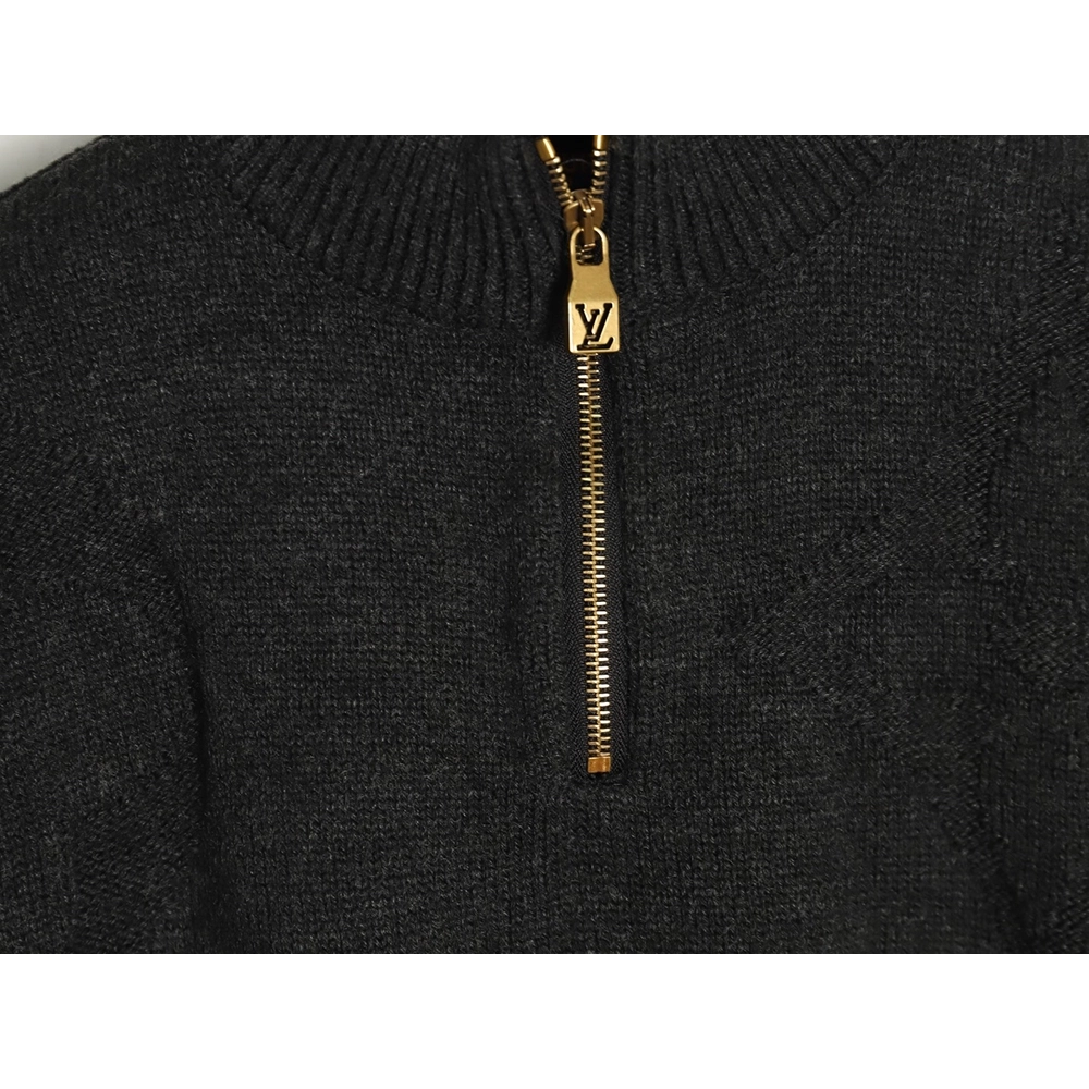 Louis Vuitton dark pattern jacquard halfzip sweater,Louis Vuitton Sweatshirt,Sweatshirt,APPAREL