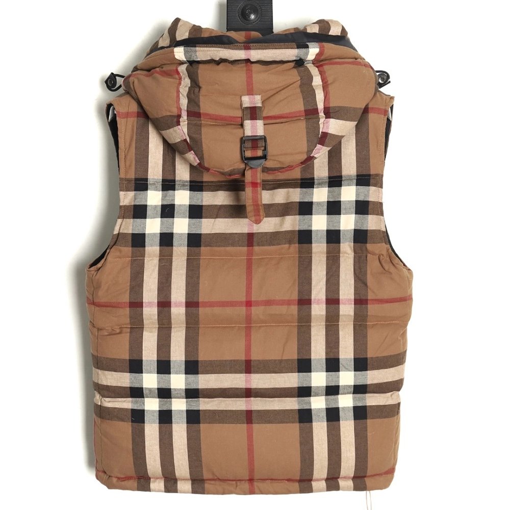 Burberry detachable sleeves stand collar check down jacket,Burberry Jacket,Jacket,APPAREL