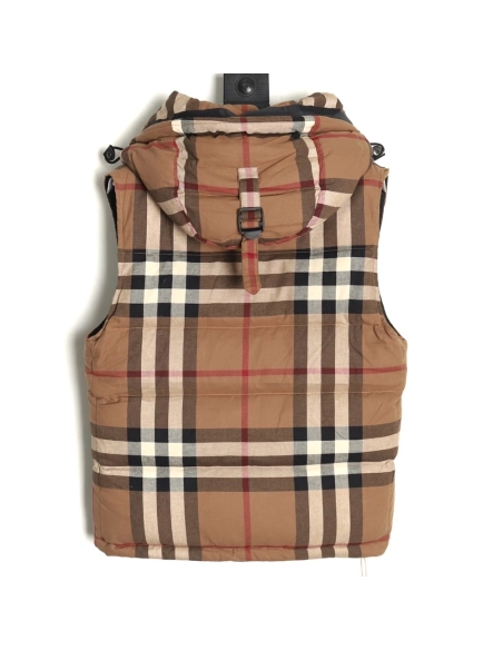 Burberry detachable sleeves stand collar check down jacket,Burberry Jacket,Jacket,APPAREL
