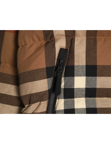 Burberry detachable sleeves stand collar check down jacket,Burberry Jacket,Jacket,APPAREL