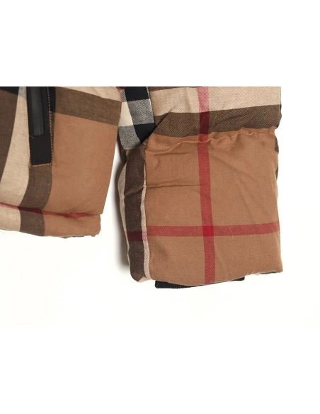 Burberry detachable sleeves stand collar check down jacket,Burberry Jacket,Jacket,APPAREL
