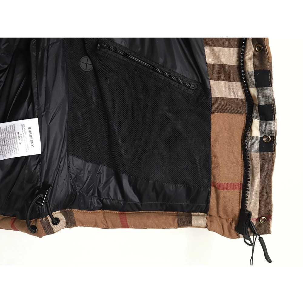 Burberry detachable sleeves stand collar check down jacket,Burberry Jacket,Jacket,APPAREL