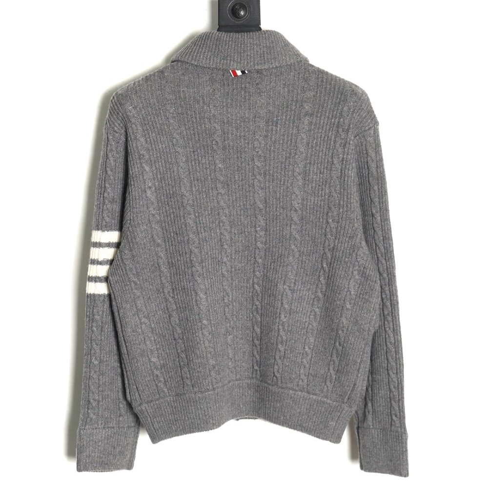 Thom Browne Thick Striped Cable Coat,Thom Browne Jacket,Jacket,APPAREL