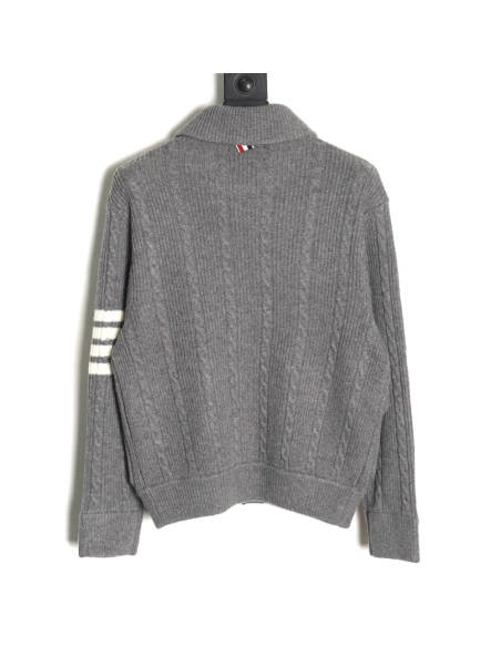 Thom Browne Thick Striped Cable Coat,Thom Browne Jacket,Jacket,APPAREL