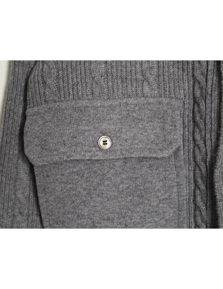 Thom Browne Thick Striped Cable Coat,Thom Browne Jacket,Jacket,APPAREL