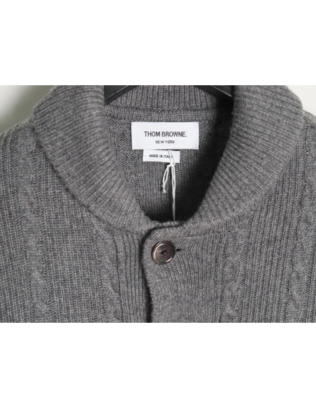 Thom Browne Thick Striped Cable Coat,Thom Browne Jacket,Jacket,APPAREL