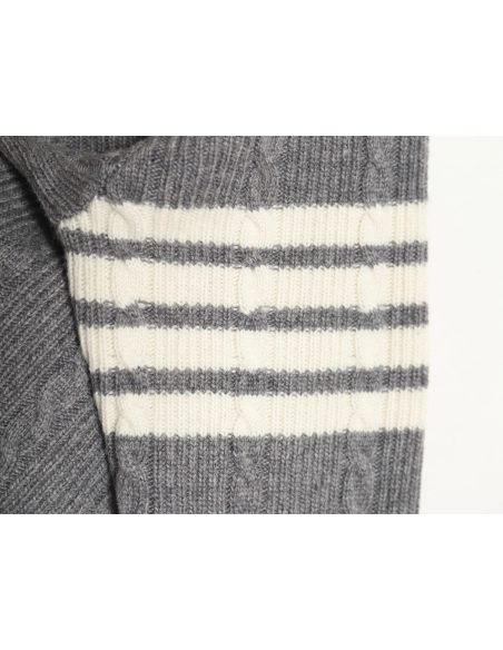 Thom Browne Thick Striped Cable Coat,Thom Browne Jacket,Jacket,APPAREL