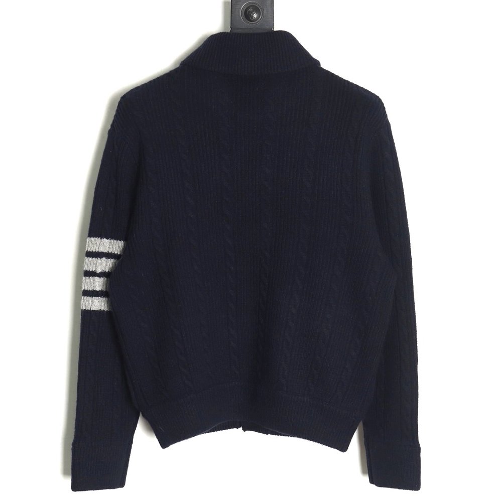 Thom Browne Thick Striped Cable Coat,Thom Browne Jacket,Jacket,APPAREL