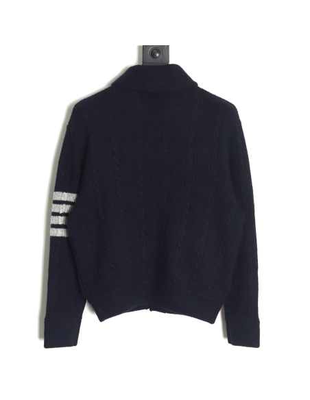 Thom Browne Thick Striped Cable Coat,Thom Browne Jacket,Jacket,APPAREL