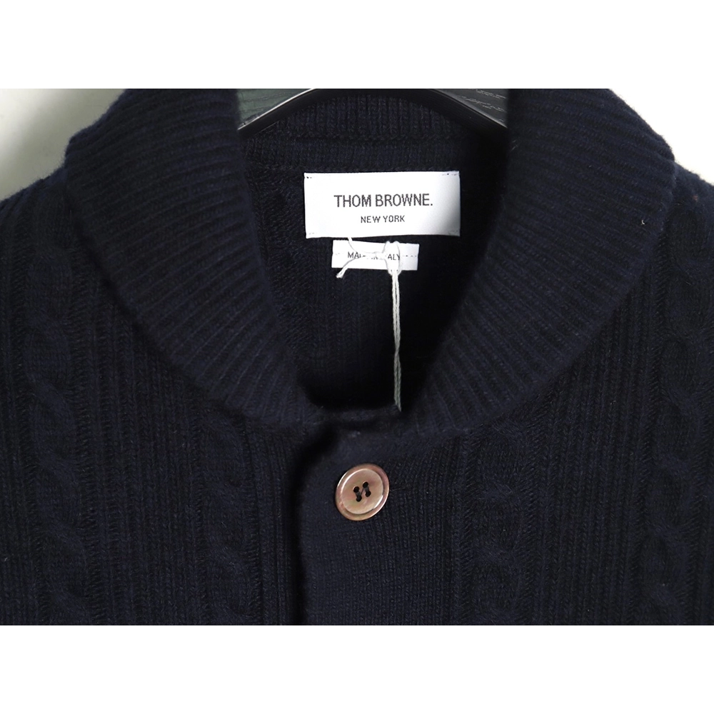 Thom Browne Thick Striped Cable Coat,Thom Browne Jacket,Jacket,APPAREL