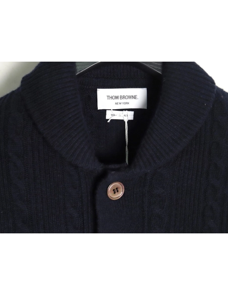 Thom Browne Thick Striped Cable Coat,Thom Browne Jacket,Jacket,APPAREL