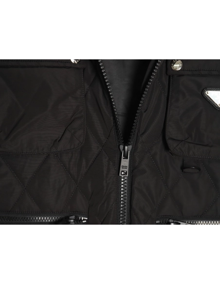 Prada chest square large pockets double zipper thin cotton jacket,Prada Jacket,Jacket,APPAREL