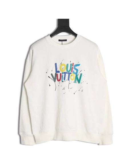 Louis Vuitton colorful presbyopic letter graffiti print crew neck sweatshirt,Louis Vuitton Sweatshirt,Sweatshirt,APPAREL