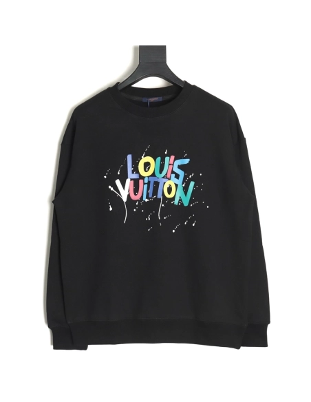 Louis Vuitton colorful presbyopic letter graffiti print crew neck sweatshirt,Louis Vuitton Sweatshirt,Sweatshirt,APPAREL