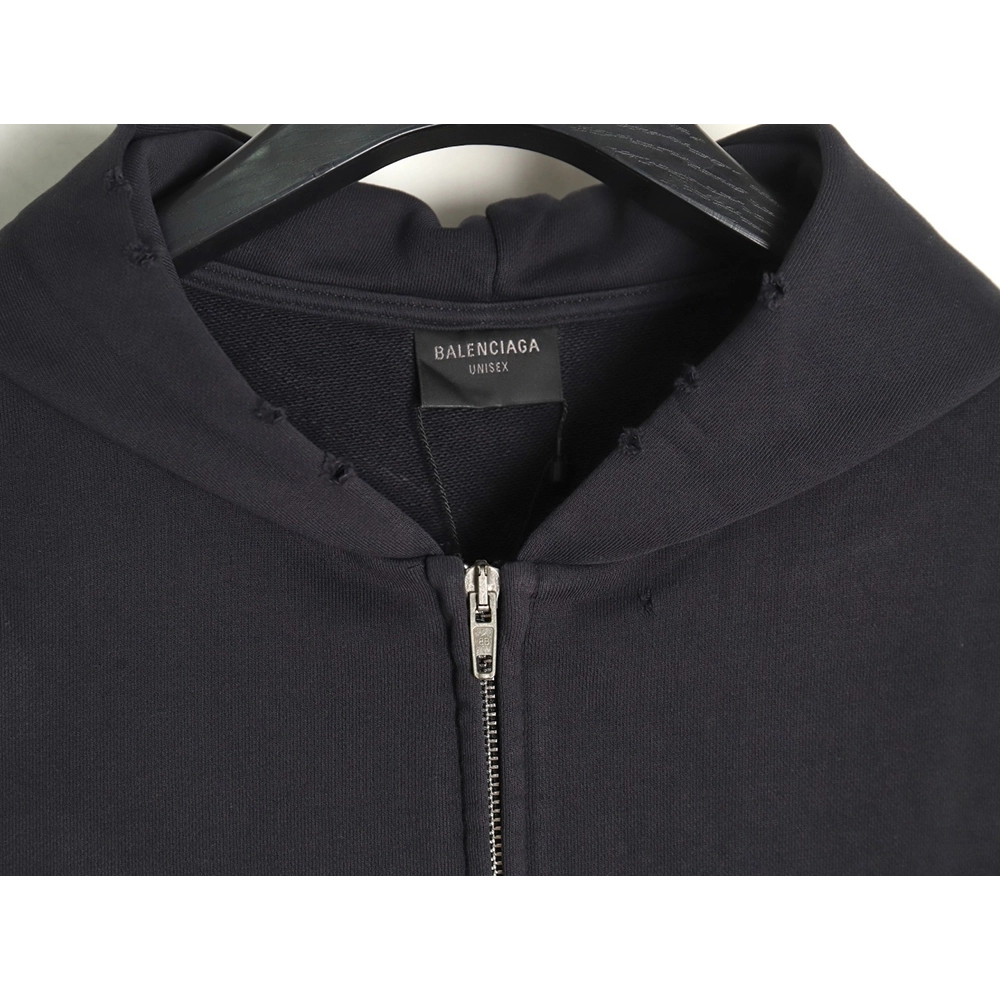 Balenciaga Jacket,Jacket,Clothing,Buy Cheap Discount Balenciaga globe pattern printed distressed zipper jacket