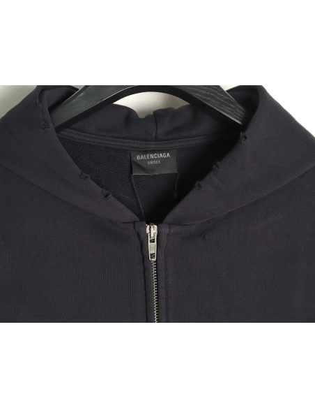 Balenciaga Jacket,Jacket,Clothing,Buy Cheap Discount Balenciaga globe pattern printed distressed zipper jacket