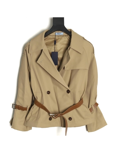 Prada Jacket,Jacket,Clothing,Buy Cheap Discount Prada corseted short belted trench coat