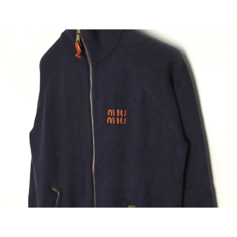 Miu Miu Jacket,Jacket,Clothing,Buy Cheap Discount Miu Miu Stand Collar Zipper Lettering Knit Cardigan
