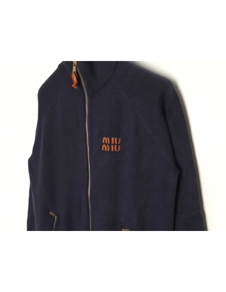 Miu Miu Jacket,Jacket,Clothing,Buy Cheap Discount Miu Miu Stand Collar Zipper Lettering Knit Cardigan