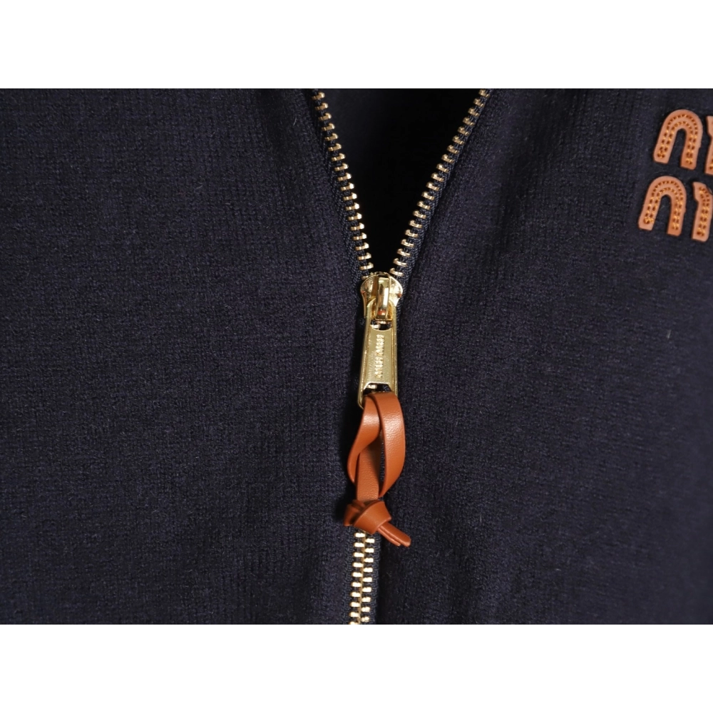 Miu Miu Jacket,Jacket,Clothing,Buy Cheap Discount Miu Miu Stand Collar Zipper Lettering Knit Cardigan
