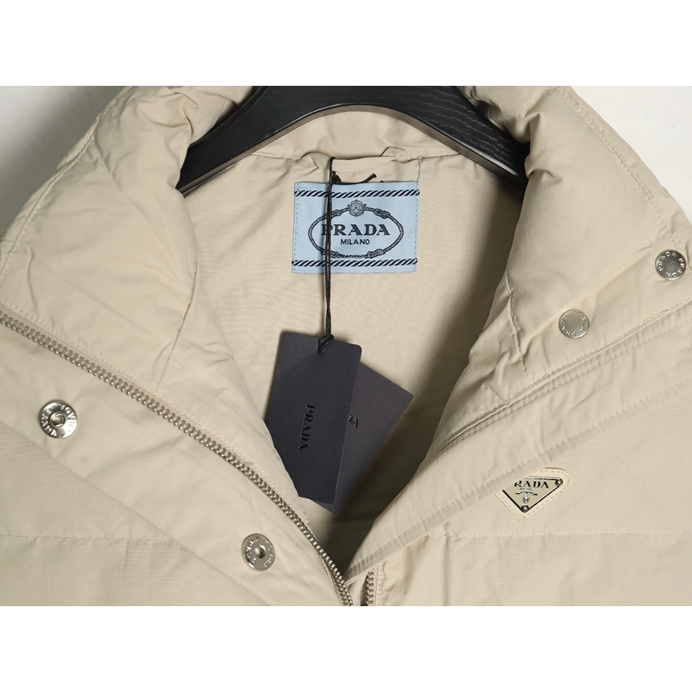 Prada Jacket,Jacket,Clothing,Buy Cheap Discount Prada Apricot Triangle Logo Down Vest