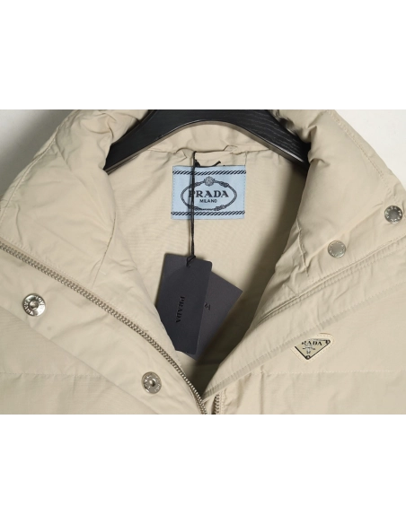 Prada Jacket,Jacket,Clothing,Buy Cheap Discount Prada Apricot Triangle Logo Down Vest