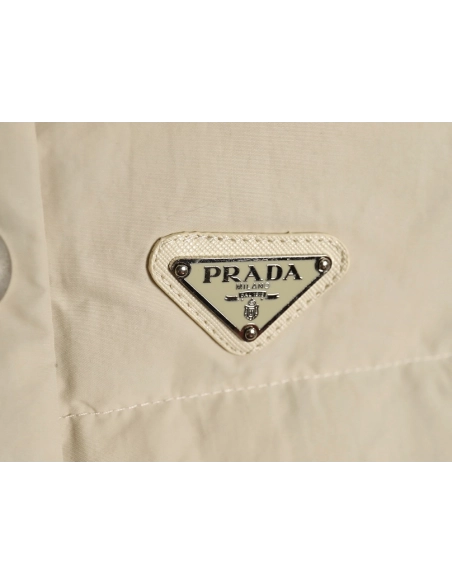 Prada Jacket,Jacket,Clothing,Buy Cheap Discount Prada Apricot Triangle Logo Down Vest