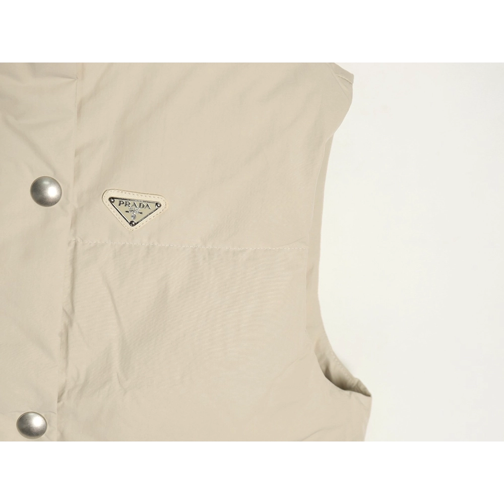 Prada Jacket,Jacket,Clothing,Buy Cheap Discount Prada Apricot Triangle Logo Down Vest