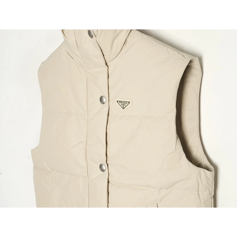 Prada Jacket,Jacket,Clothing,Buy Cheap Discount Prada Apricot Triangle Logo Down Vest