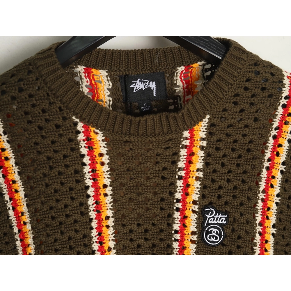 Stussy in low price trust seller,in low price trust seller,Clothing,Buy Cheap Discount Stussy Patta Logo Stripe Loose Crewneck S