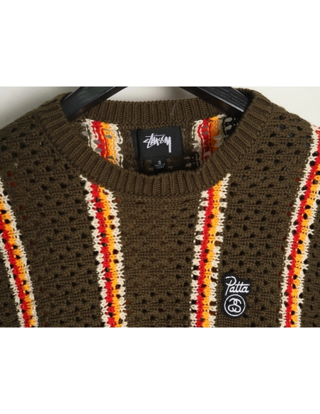 Stussy in low price trust seller,in low price trust seller,Clothing,Buy Cheap Discount Stussy Patta Logo Stripe Loose Crewneck S