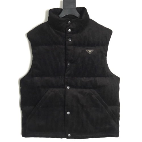 Prada Jacket,Jacket,Clothing,Buy Cheap Discount Prada triangle logo corduroy down vest