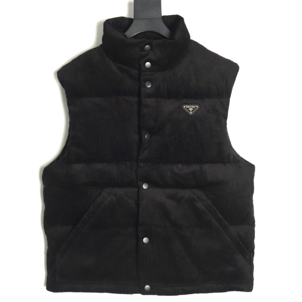 Prada Jacket,Jacket,Clothing,Buy Cheap Discount Prada triangle logo corduroy down vest
